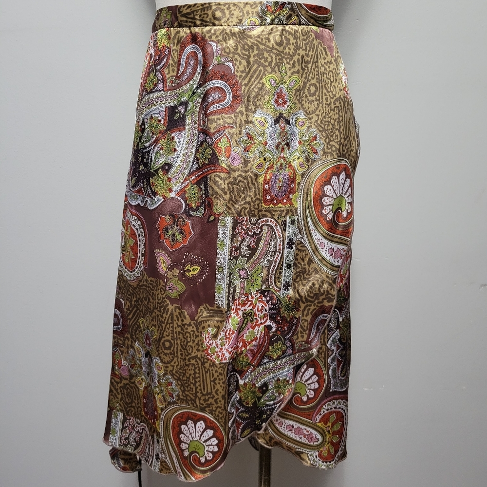 Worthington paisley satin midi skirt size 8p